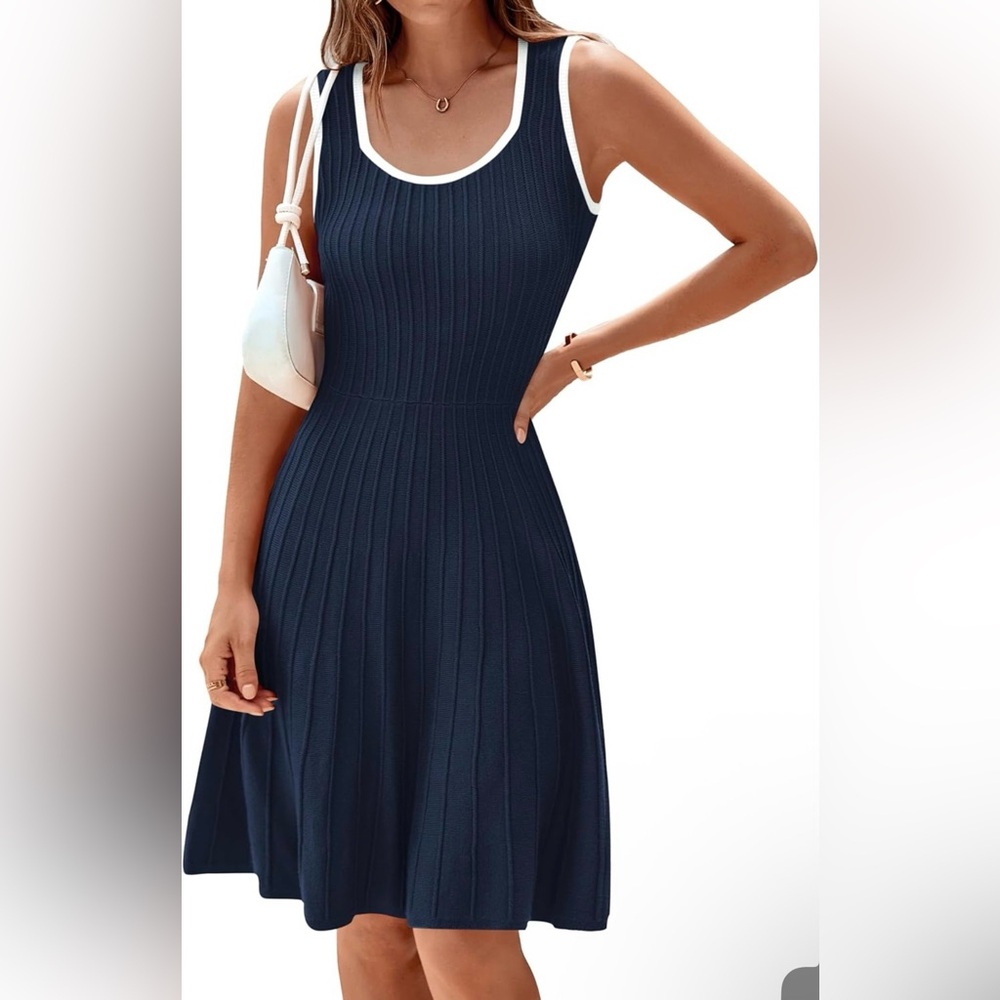 Sleeveless Sweater Dress Square Neck / A-Line / Knit Fabric